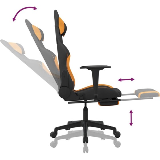 Καρέκλα Gaming VIDAXL 3143747 με Υποπόδιο - Μαύρο image 5