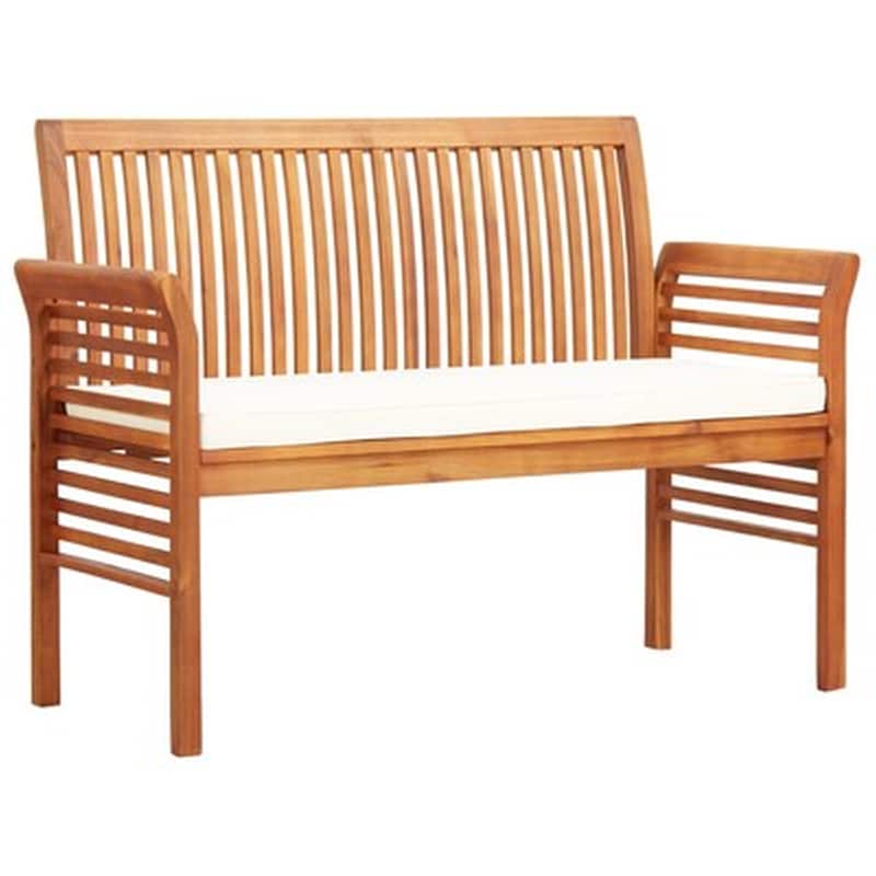 Παγκάκι Κήπου Διθέσιο VidaXL Με Μαξιλάρι από Μασίφ Ξύλο Ακακίας 120x60x90 cm - Καφέ/Κρεμ VIDAXL