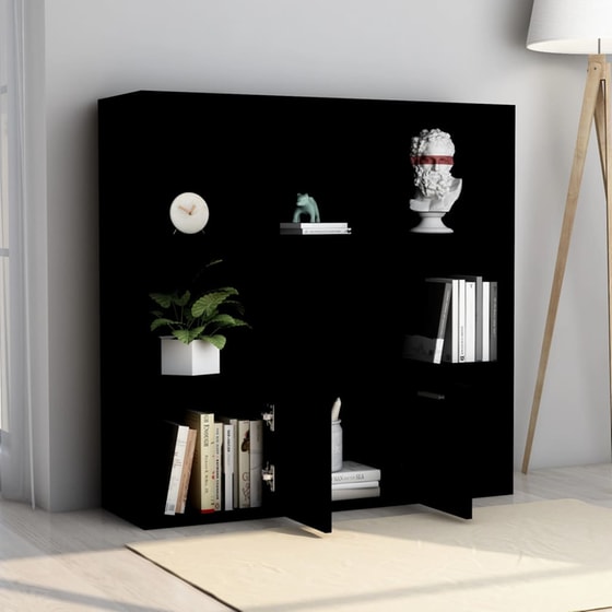 Βιβλιοθήκη VidaXL από Μοριοσανίδα  98x30x98 cm - Μαύρο image 1