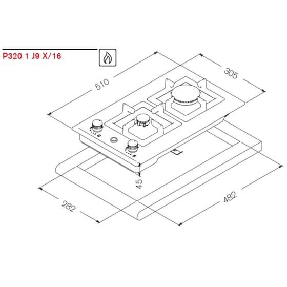 LA GERMANIA P331CLAGX(GN) 30.5 cm Inox Εστία Φυσικού Αερίου Domino image 1