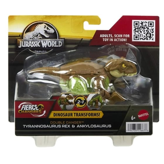 Mattel Φιγούρα Jurassic World Δεινόσαυροι 2 Σε 1 - Tyrannosaurus T Rex - Ankylosaurus image 1