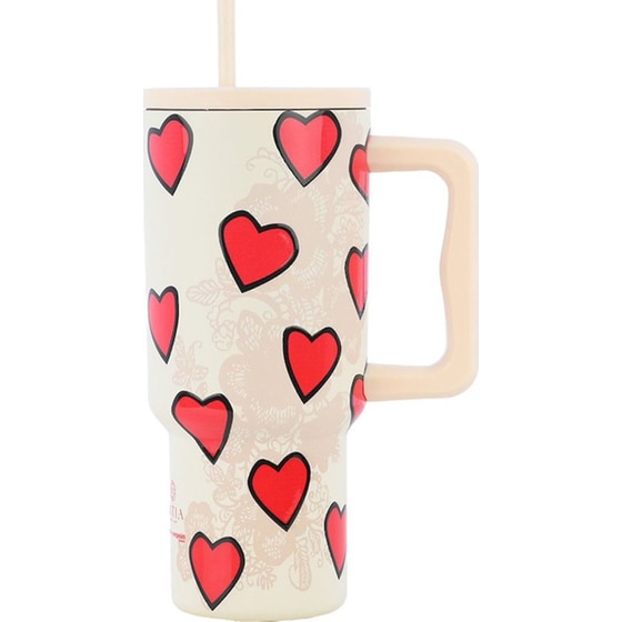 Θερμός Handled Tumbler Estia Home Art Straw Tumbler XL Save the Aegean Tender Lace 900ml image 0