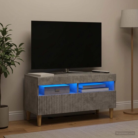 Έπιπλο Τηλεόρασης με LED VidaXL από Επεξεργασμένο Ξύλο - Γκρι Σκυροδέματος image 1