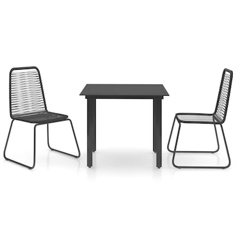 Vidaxl Σετ Τραπεζαρίας Κήπου 3 Τεμ. Μαύρο Από Ρατάν Pvc VIDAXL