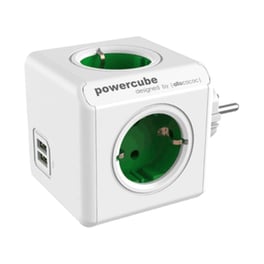 Πολύπριζο Allocacoc Powercube Original 4 Θέσεων & 2x Usb - Λευκό/Πράσινο