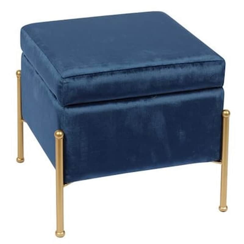 WOODWELL Σκαμπό Σαλονιού Woodwell Ύφασμα Velure - Μπλε