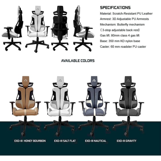 Καρέκλα Gaming/ Εργασίας Armaggeddon Exo III Nautical από Τεχνητό Δέρμα - Μπλε image 10