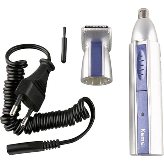 Trimmer KEMEI KM-3300 2 σε 1 Επαναφορτιζόμενο για Μύτη, Αυτιά, Φρύδια και Γένι Ασημί image 1