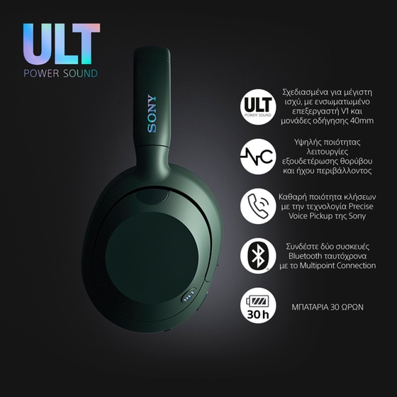Sony ULT WEAR Ασύρματα Ακουστικά Κεφαλής Γκρι του δάσους BT ULT POWER SOUND & Noise Cancelling image 1