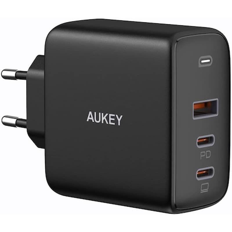 AUKEY Φορτιστής Πρίζας Aukey Pa-b6s Omnia Mix3 90W 3-port 1xusb,3xUsb-C - Black