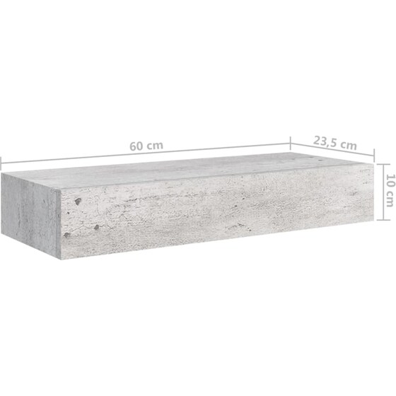 Ράφια Τοίχου VidaXL με Συρτάρι από MDF 60x23.5x10 cm 2 Τμχ - Γκρι image 9