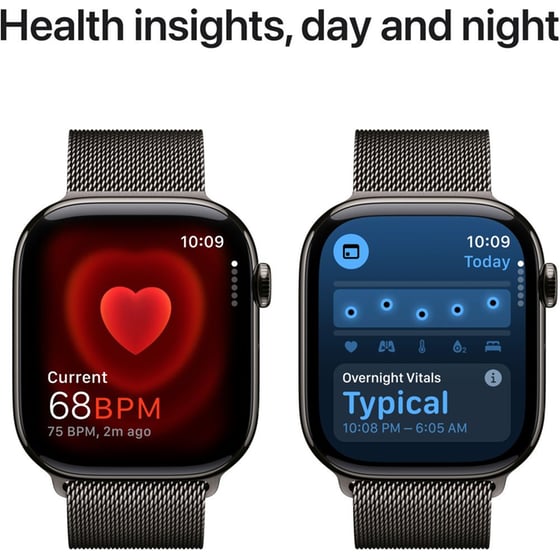 Apple Watch Series 10 GPS + Cellular 46mm Slate Titanium Case with Slate Milanese Loop - S/M image 3