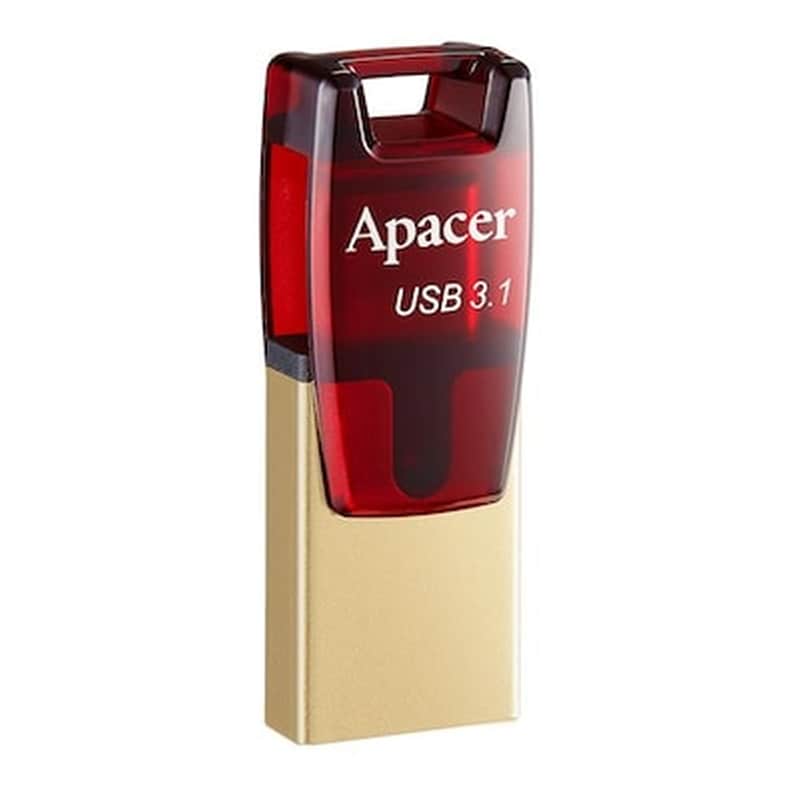 OEM Apacer AH180 64GB USB 3.1 Stick με σύνδεση USB-A USB-C Χρυσό