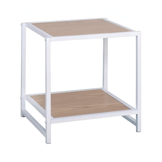 Κομοδίνο Wodwell Από Mdf Και Μέταλλο 48x44x50 cm - Φυσικό Λευκό image 0