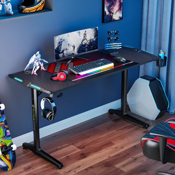 Γραφείο Gaming Eureka Ergonomic ERK-GIP-55B-V1 από Carbon Fiber 148.2x60cm  - Μαύρο image 1