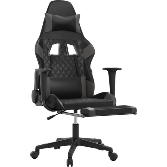 Καρέκλα Gaming VIDAXL 3143768 με Υποπόδιο από Τεχνητό Δέρμα - Μαύρο image 4