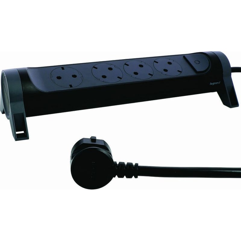 Πολύπριζο Legrand με Διακόπτη 4 θέσεων Rotating 1.5m - Black/Grey