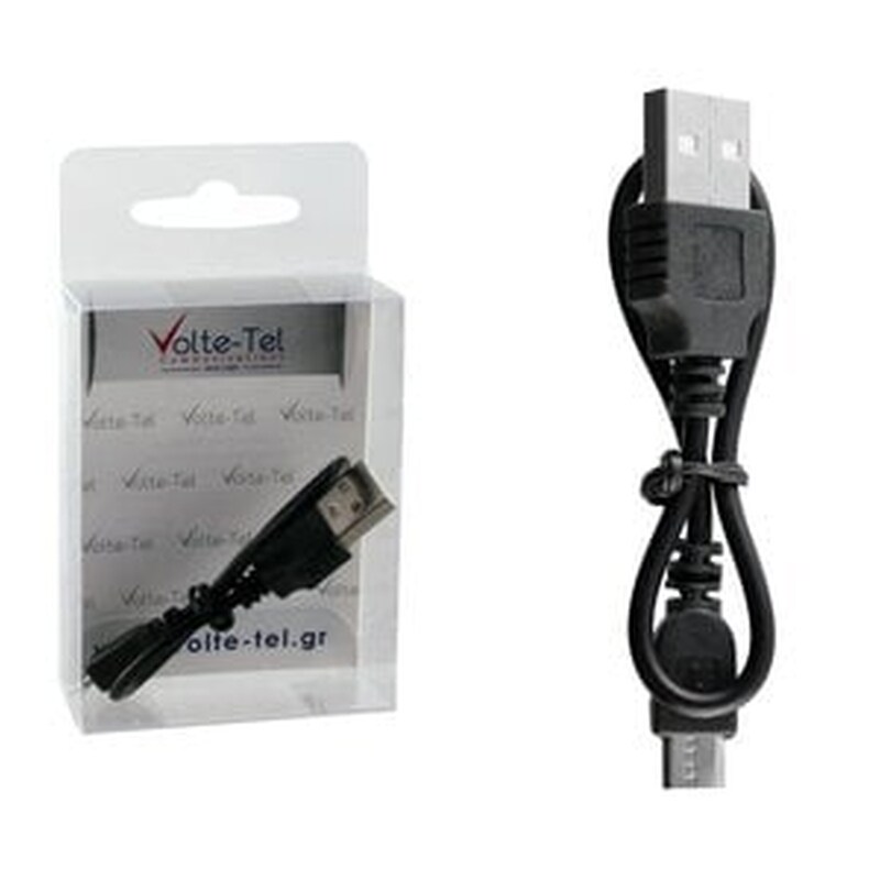 Καλώδιο δεδομένων Volte-tel Usb to Micro Usb 1.5A 0.22m - Black
