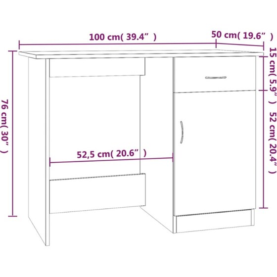 Γραφείο VidaXL από Επεξεργασμένο Ξύλο 100x50x76 cm - Γκρι Sonoma image 6