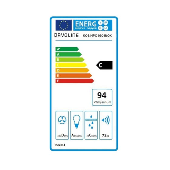 DAVOLINE KOS HPC BLACK 90 cm Μαύρο Καμινάδα - Τζάκι Απορροφητήρας image 1