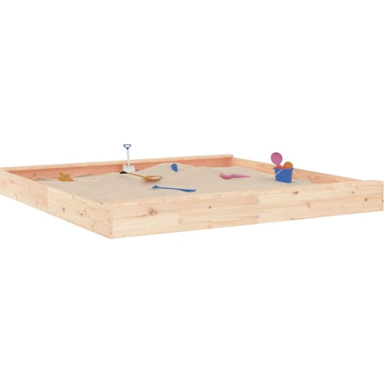 VidaXL Αμμοδόχος με Καθίσματα Τετράγωνη 200x200x20cm Ξύλινη - Φυσικό Χρώμα Ξύλου image 0