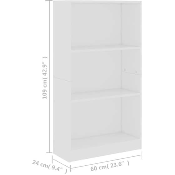Βιβλιοθήκη VidaXL από Μοριοσανίδα 60x24x109 cm - Λευκό image 4