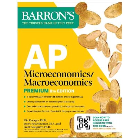 AP Microeconomics/Macroeconomics Premium, Eighth Edition: Prep Book with 4 Practice Tests + Comprehensive Review + Online Practice image 0