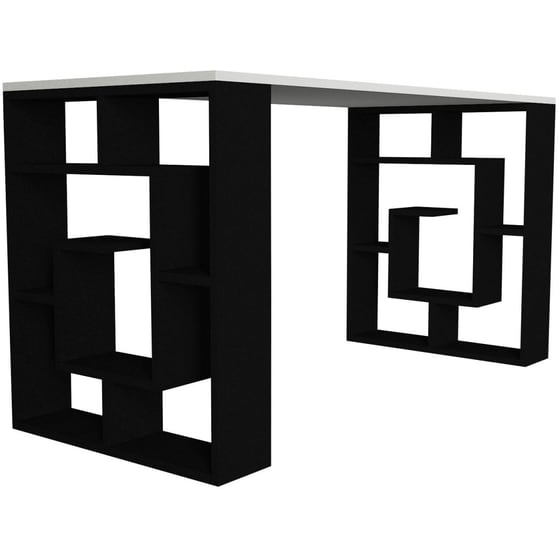 Γραφείο Μελέτης από Μελαμίνη 140x60cm - Λευκό/Μαύρο image 2
