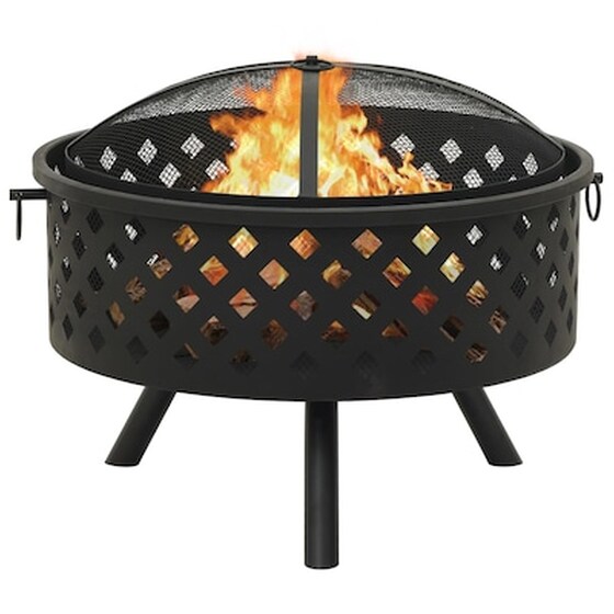 VIDAXL Τζάκι Εξωτερικού Χώρου XXL Ø68x52cm από Ατσάλι με Σκαλιστήρι και Κάλυμμα image 3