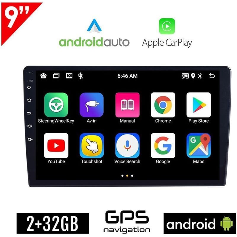 Kirosiwa Ηχοσύστημα Αυτοκινήτου Οθόνη αφής 9 Android 32GB+2GB Μαύρο