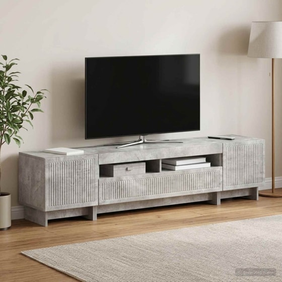 Έπιπλο Τηλεόρασης VidaXL με LED 5 τμχ 198 x 35 x 43 cm - Γκρι Σκυροδέματος image 2