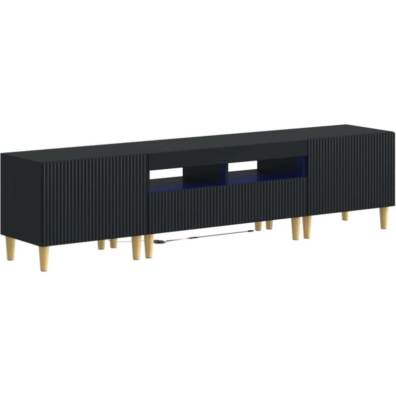 Έπιπλο Τηλεόρασης VidaXL ARNHEM με LED 3 τμχ 198 x 35 x 43 cm - Μαύρο