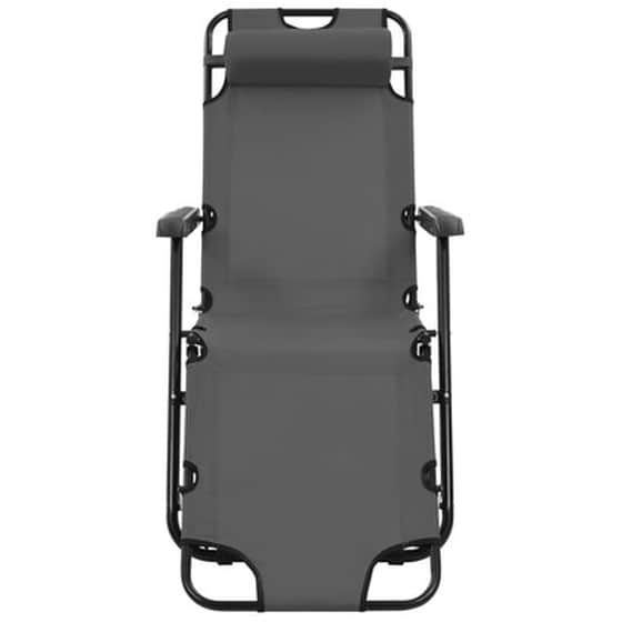 Ξαπλώστρες Παραλίας VidaXL Πτυσσόμενες Με Υποπόδια 2 τμχ Ατσάλινες 175x61x87 cm- Γκρι image 3