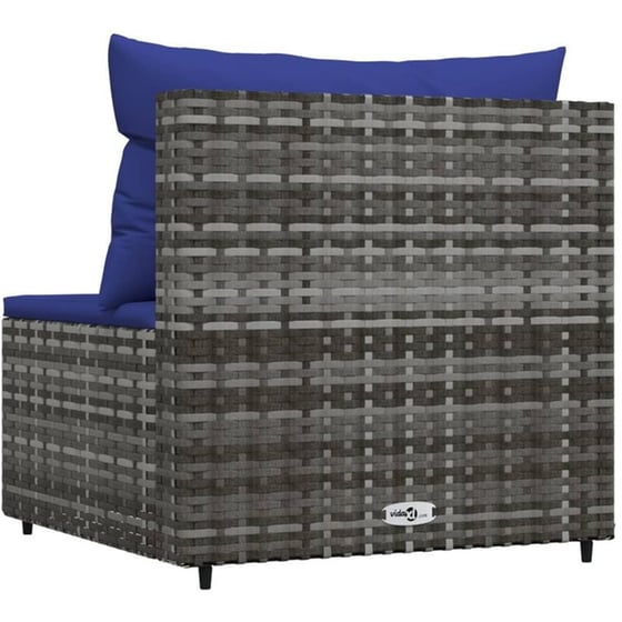 Καναπέδες Κήπου VidaXL με Μαξιλάρια από Συνθετικό Ρατάν 63x63x57.5 cm - Γκρι/Μπλε image 4
