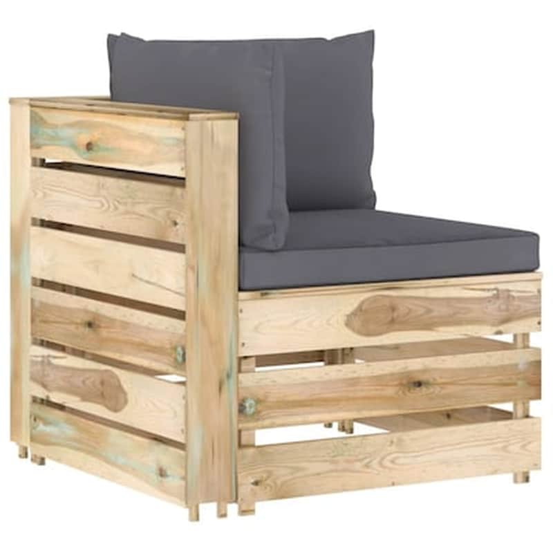 Καναπές Γωνιακός Τμηματικός Vidaxl Με Μαξιλάρια Από Εμποτισμένο Ξύλο 69x70x66 cm