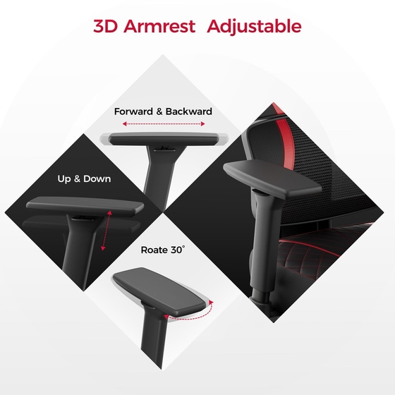 Καρέκλα Gaming Eureka Ergonomic Ergonomic Norn ERK-GC06-R από Τεχνητό Δέρμα - Μαύρη/Κόκκινη image 5