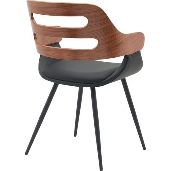 Καρέκλα Επισκέπτη ArteLibre Harmada από Δερματίνη & Plywood - Μαύρη/ Καφέ image 2