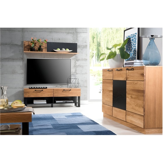Έπιπλο Τηλεόρασης Polihome Rivina 135x42x46cm - Καφέ/Μαύρο image 1