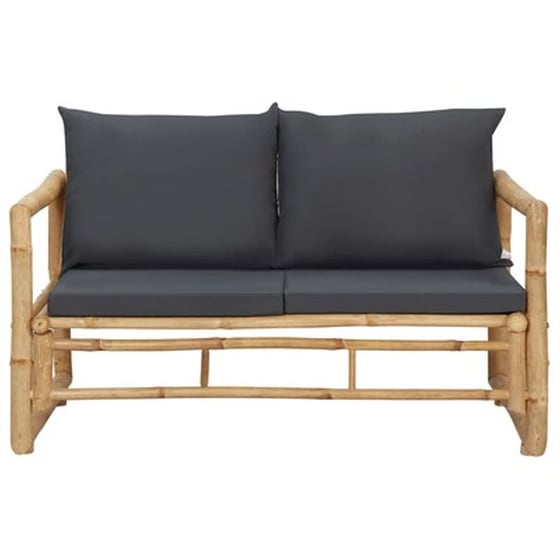 Παγκάκι Κήπου VidaXL με Μαξιλάρια από Μπαμπού 115x65x71 cm - Σκούρο Γκρι image 2