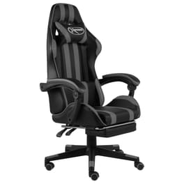Gaming Καρέκλα VidaXL Racing με Υποπόδιο από Τεχνητό Δέρμα - Μαύρη/Γκρι