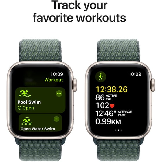 Apple Watch SE GPS 40mm - Starlight Aluminium Case with Lake Green Sport Loop image 4