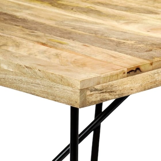 Τραπεζαρία Vidaxl από Μασίφ Ξύλο Μάνγκο 180x90x76 cm - Μαύρο/Καφέ image 4