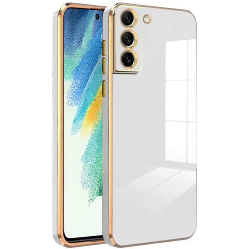 Θήκη Σιλικόνης Samsung Galaxy S21 FE 5G - Bodycell Gold Plated - Λευκό