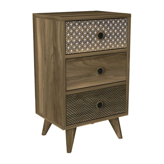 Κομοδίνο Welhome Από Μελαμίνη Με Σχέδιο 40x30x65 cm - Καρυδί image 0