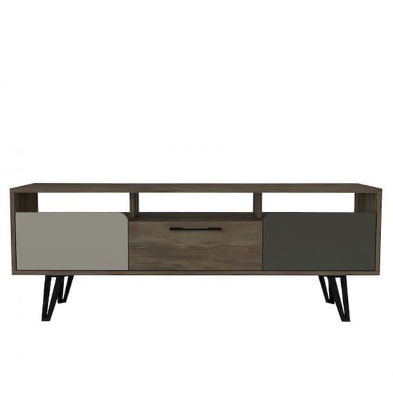 Έπιπλο Τηλεόρασης Franco από Μοριοσανίδα 150x35x55.6cm - Γκρι/Καρυδί image 0