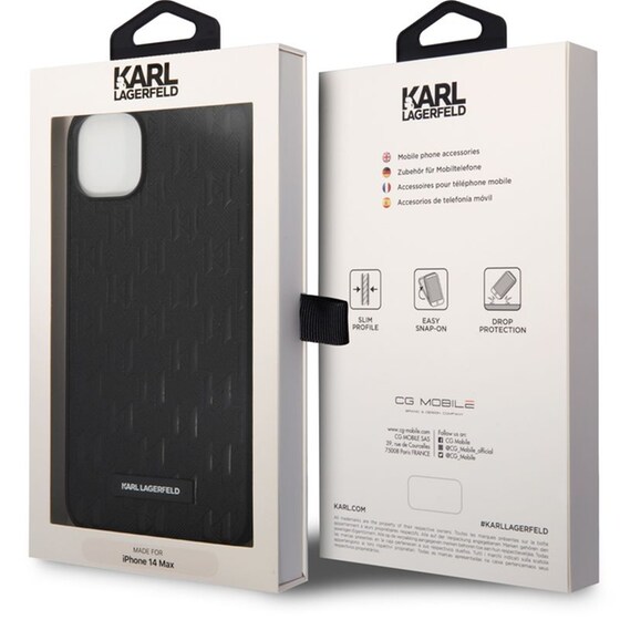 Θήκη Apple iPhone 14 Plus - Karl Lagerfeld Monogram Stripe Back Cover PU Leather Case - Black image 7