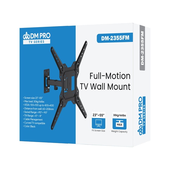 Dm Pro Dm-2355fm Βάση Tv 23"-55" Έως 30kg Ρυθμιζόμενη Επιτοίχια, Μαύρη image 1
