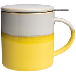 Κούπα με Στραγγιστήρι Tranquillo Πήλινη 410 ml - Κίτρινο/Λευκό