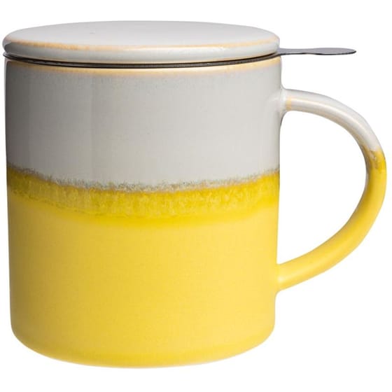 Κούπα με Στραγγιστήρι Tranquillo Πήλινη 410 ml - Κίτρινο/Λευκό image 0