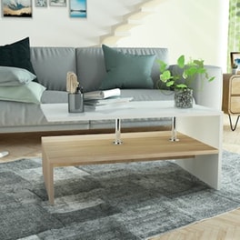 Τραπεζάκι Σαλονιού VidaXL από Μοριοσανίδα 90x59x42cm - Λευκό